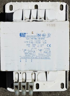 Statecznik do lamp wyładowczych sodowych i rtęciowych 1000W ELT VSI 100/22-3T-D