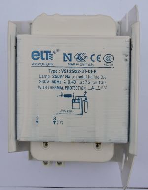 Statecznik do lamp wyładowczych sodowych i metalohalogenkowych 250W z ochroną termiczną ELT VSI 25/22 3T-DI-P